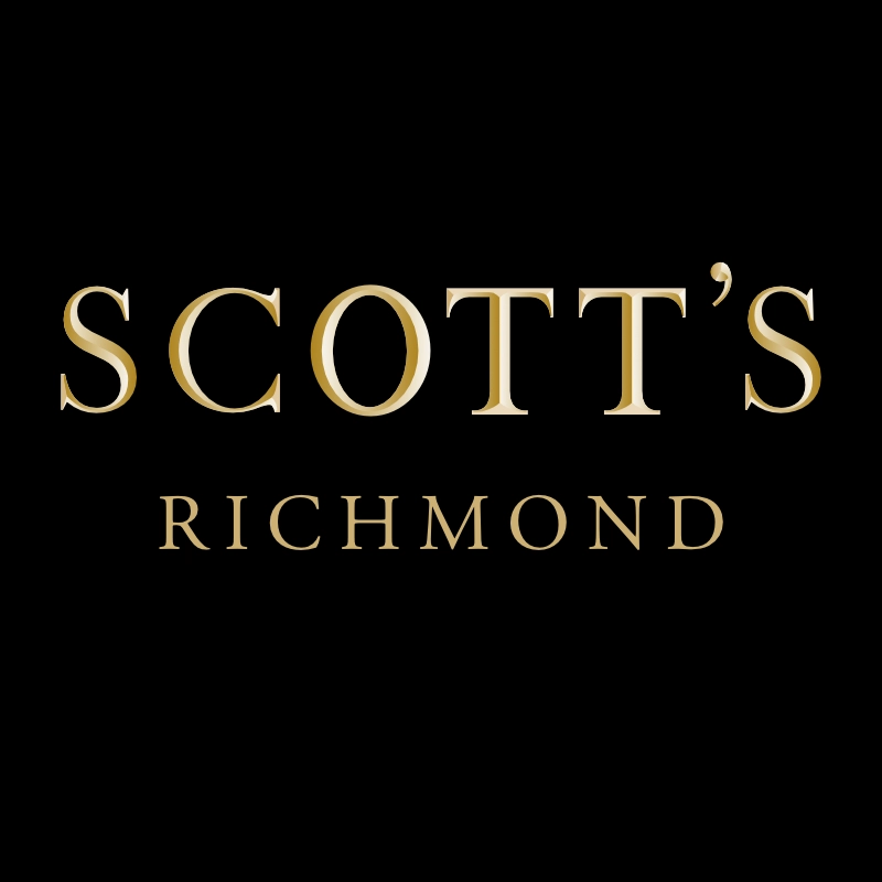 The image shows the text SCOTTS RICHMOND in gold capital letters on a black background.
