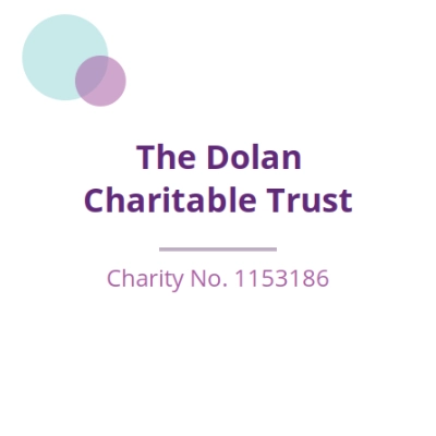 The Dolan Charitable Trust logo with overlapping circles and the charity number 1153186 in purple text on a white background.
